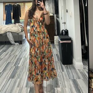 Hello Molly Multicolor Leaf Print Dress